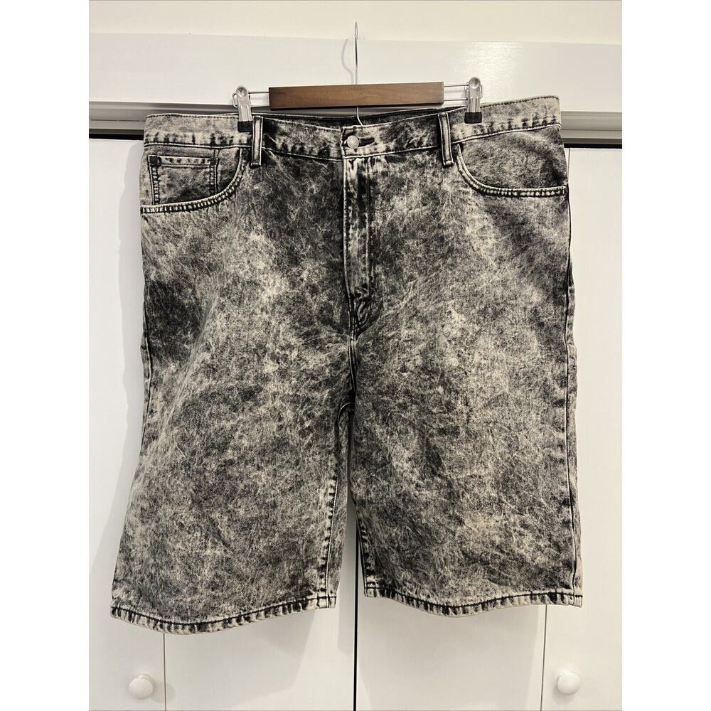 Levi's 569 Jean Shorts Black Acid Stone Washed Denim Cotton 12”‎ Men’s Size 42